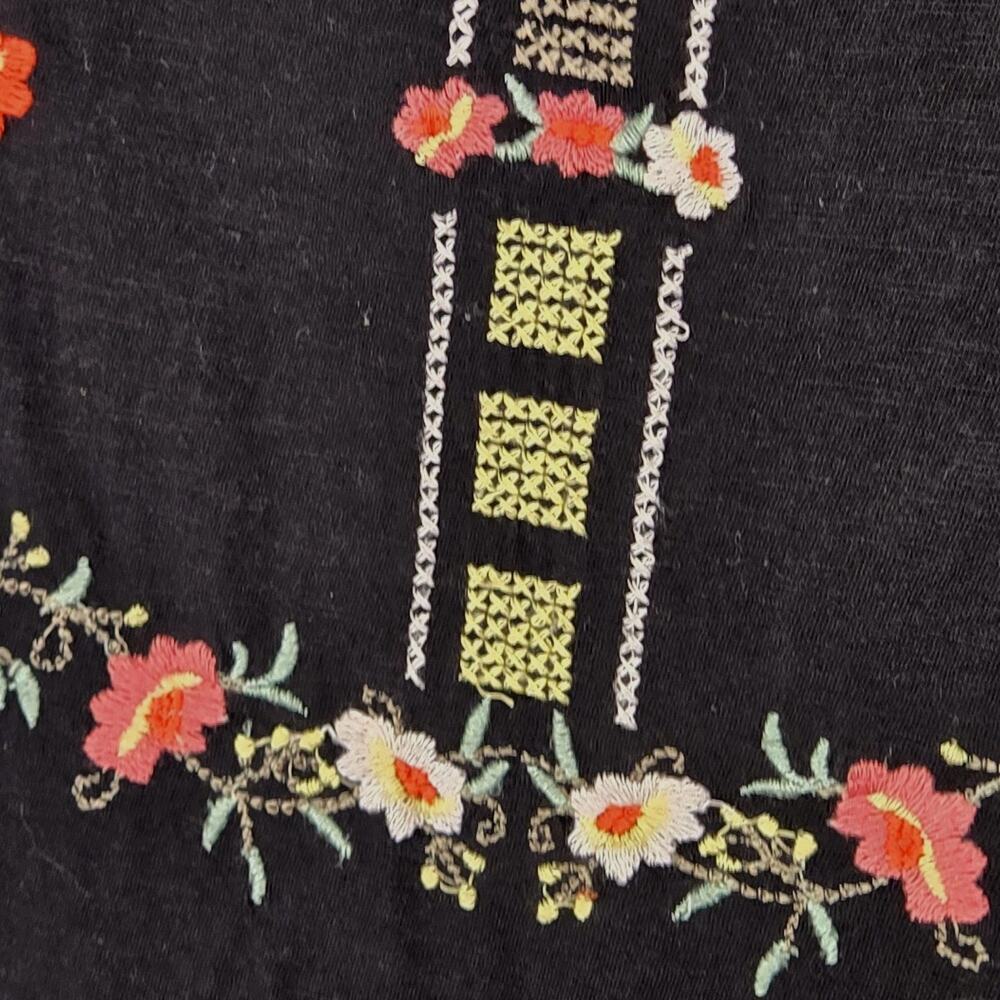 Mimi & Daphne Embroidered Floral Peasant Top XL Hippie Boho Coquette Sheer Ruffl - Picture 3 of 8